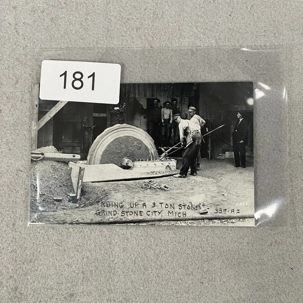 Vintage Grindstone City Michigan Truing 3 Ton Stone RPPC Real Photo B&W Postcard